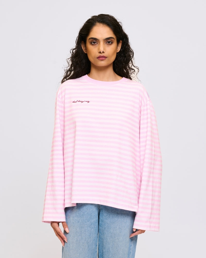 Hot Boys Cry Striped Longsleeve Pink