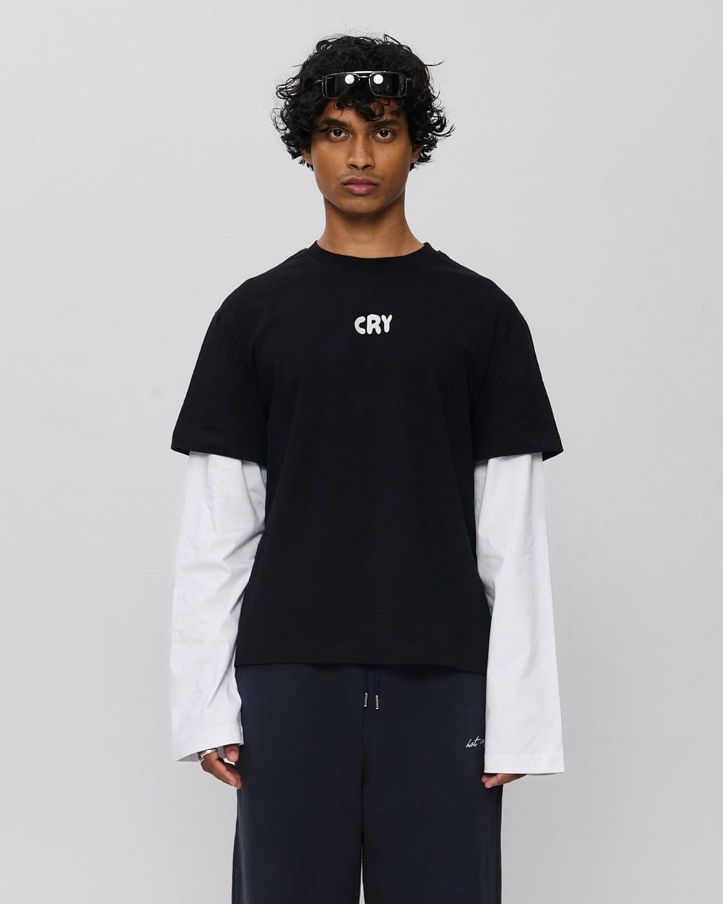 Hot Boys Cry Layered Longsleeve Black