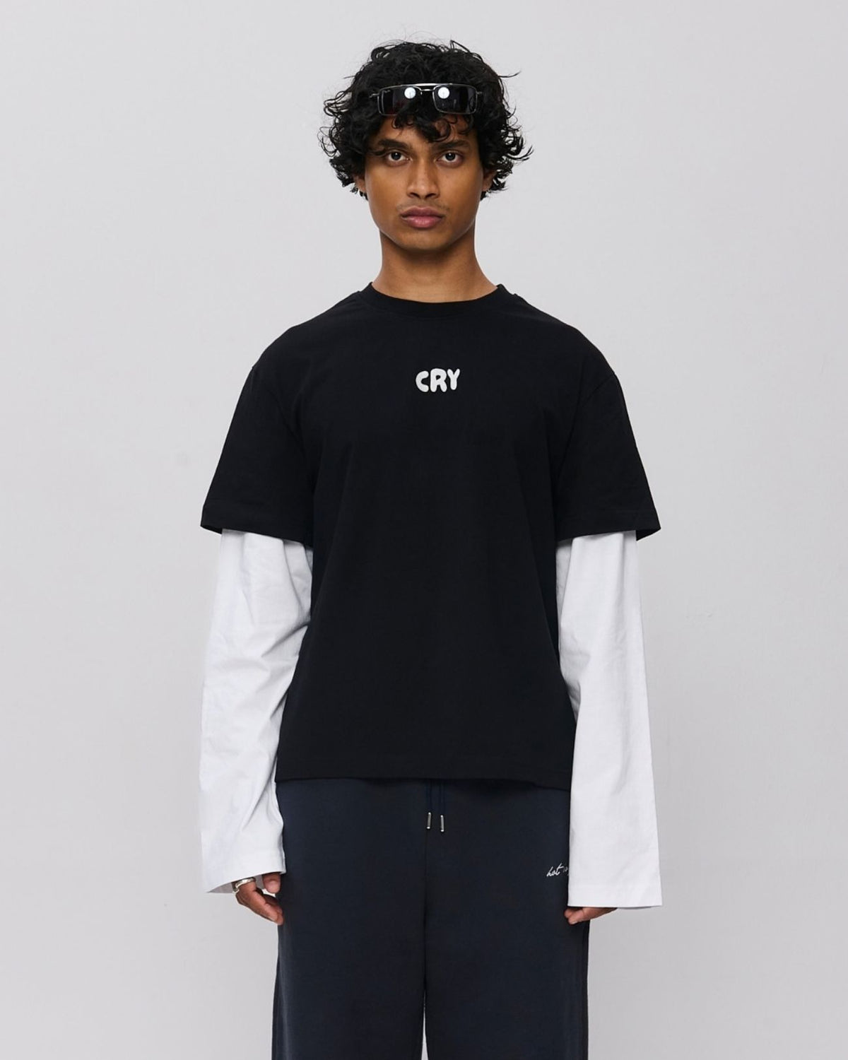 Hot Boys Cry Layered Longsleeve Black