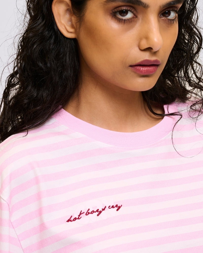 Hot Boys Cry Striped Longsleeve Pink