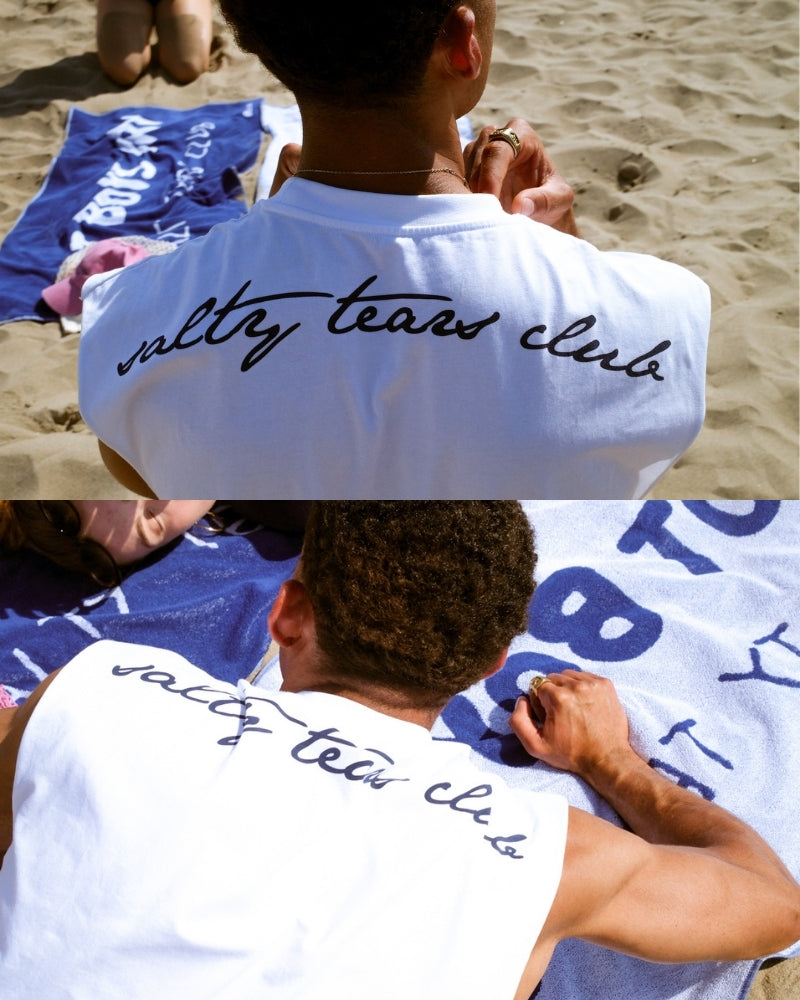 Salty Tears Club Cropped Tank White