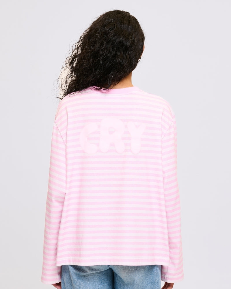 Hot Boys Cry Striped Longsleeve Pink
