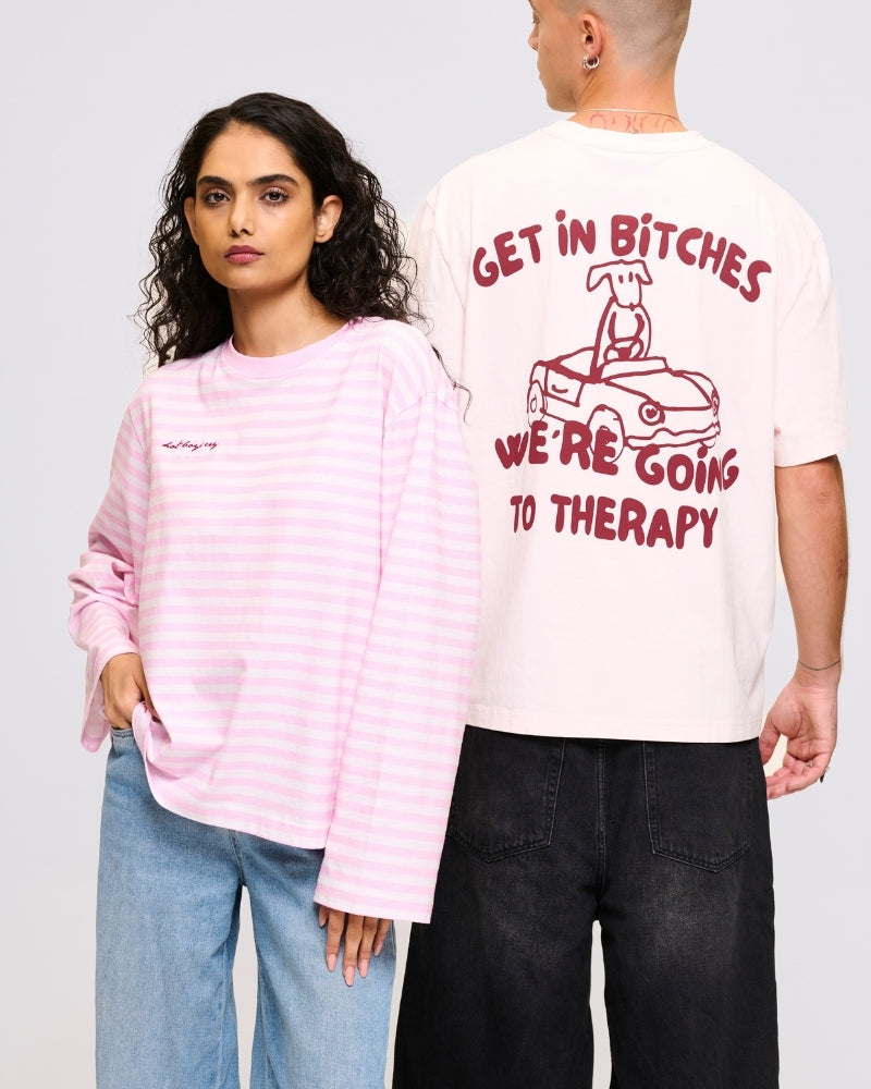 Hot Boys Cry Striped Longsleeve Pink