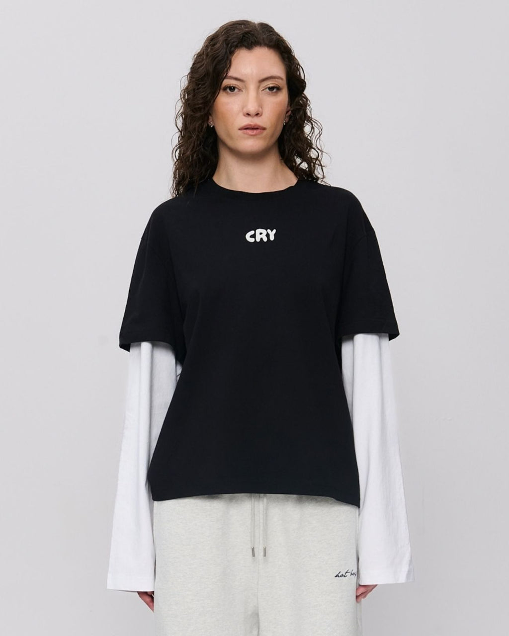 Hot Boys Cry Layered Longsleeve Black