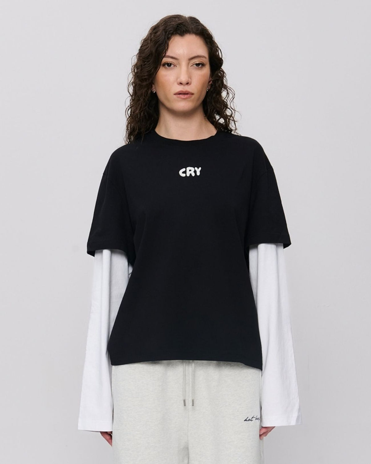 Hot Boys Cry Layered Longsleeve Black