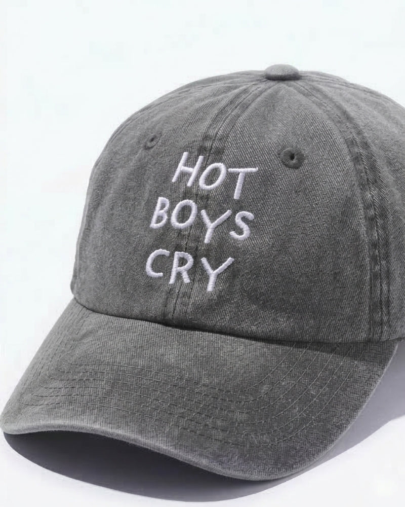 Hot Boys Cry Vintage Grey Cap