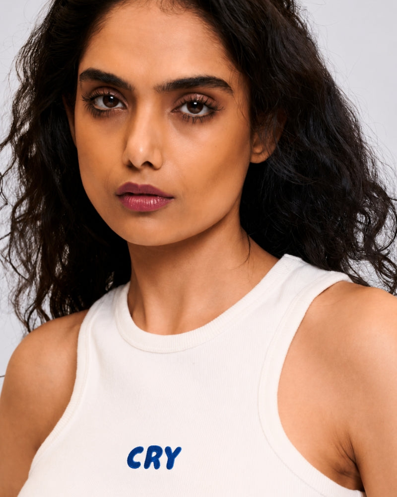 CRY Crop Top White