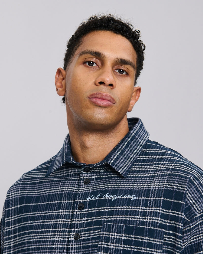 Hot Boys Cry Flannel Shirt Navy