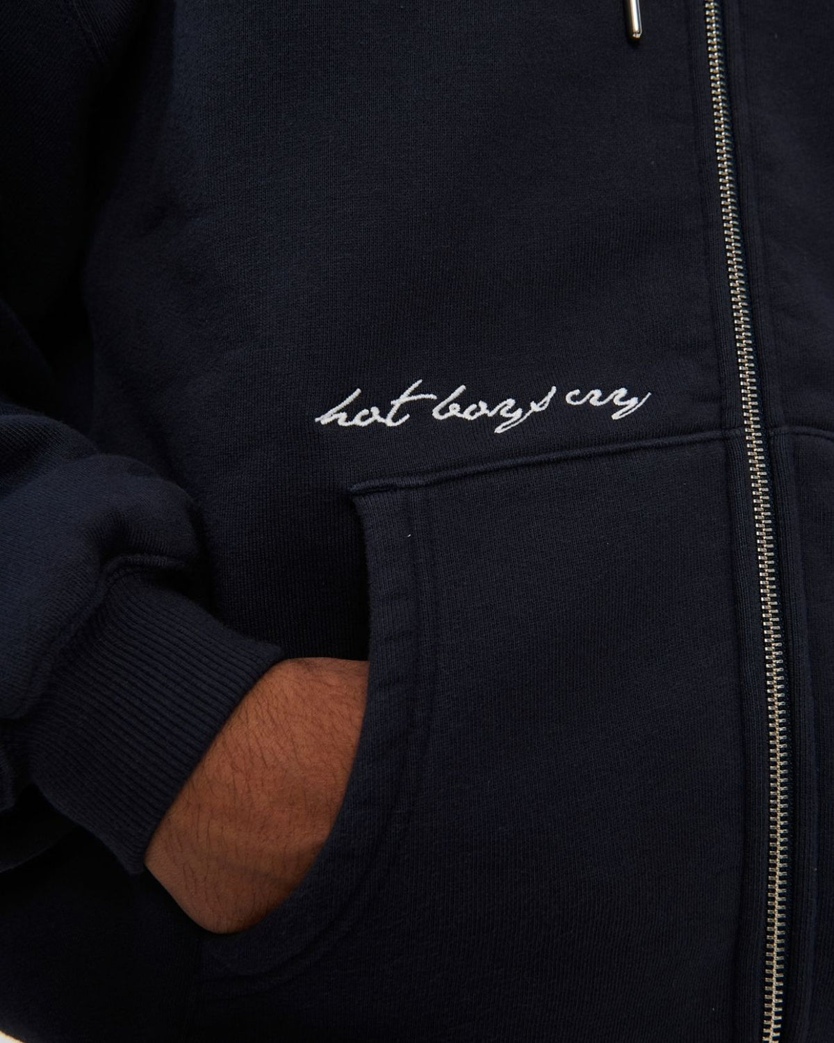 Hot Boys Cry Zip Hoodie Navy
