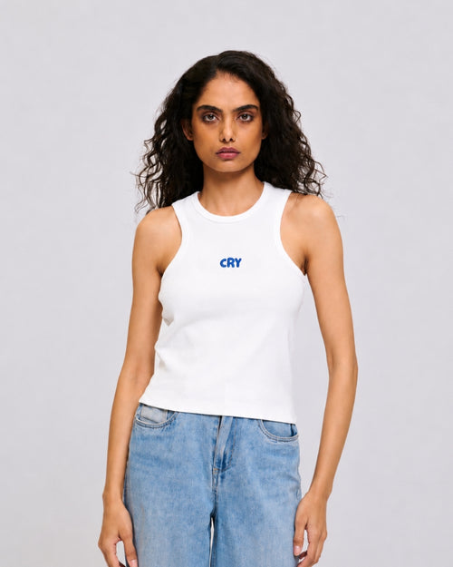 CRY Crop Top White
