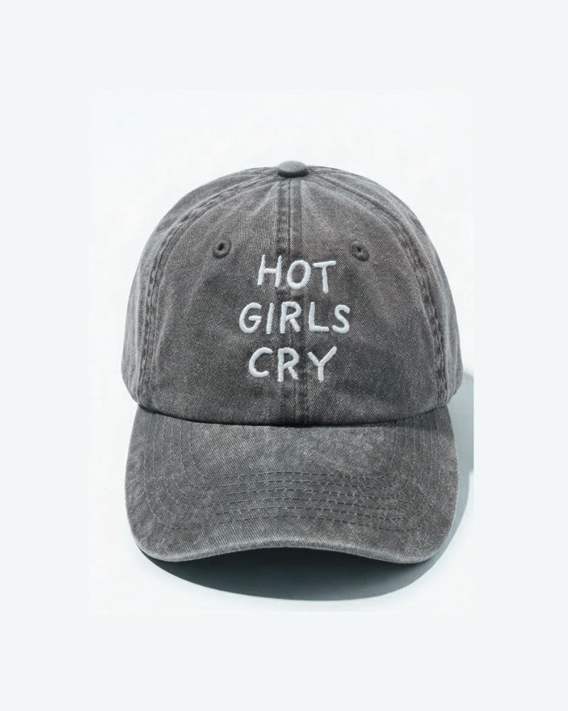 Hot Girls Cry Vintage Grey Cap