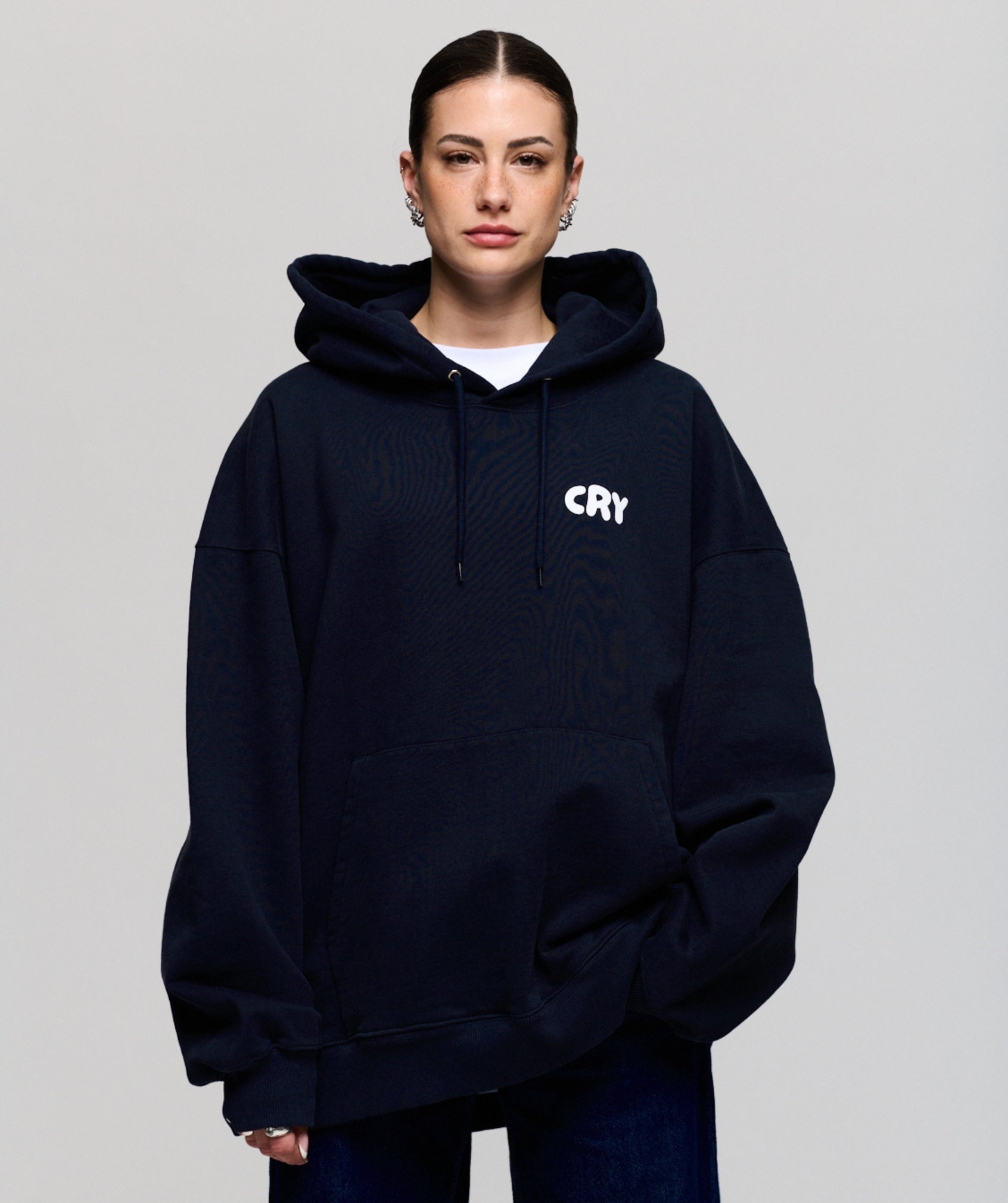 Dark Navy Oversized Hoodie – HOT BOYS CRY
