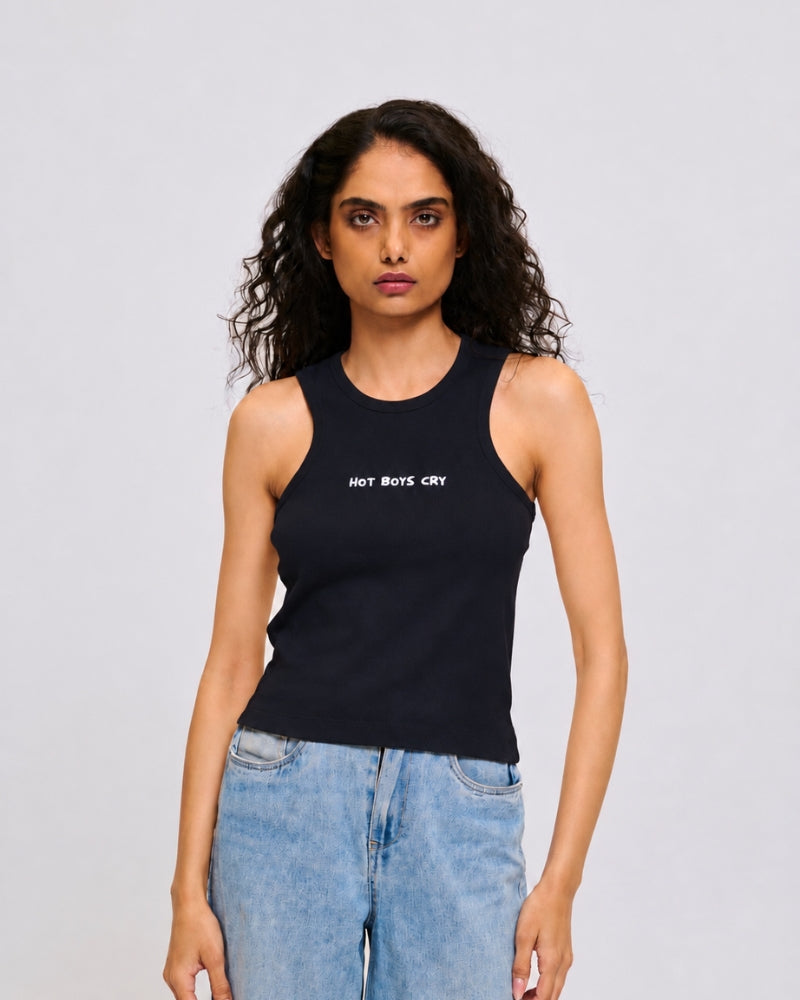 Hot Boys Cry Crop Top Dark Navy