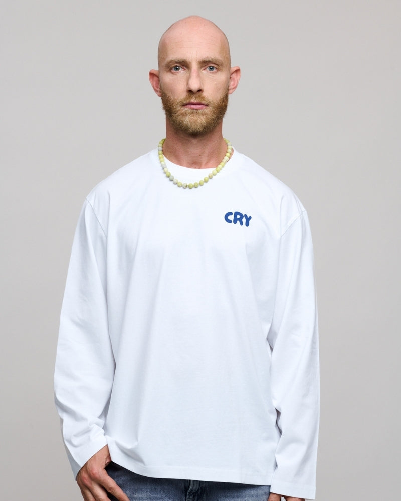 Hot Dads Cry Longsleeve White