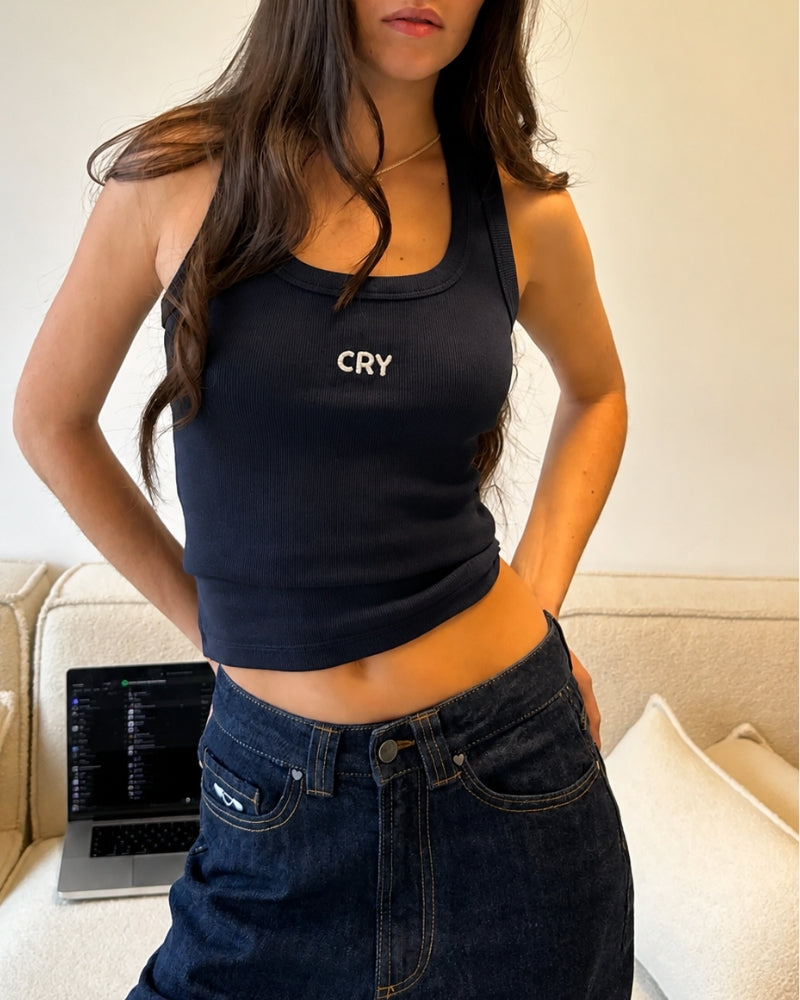 Cry Crop Top Navy