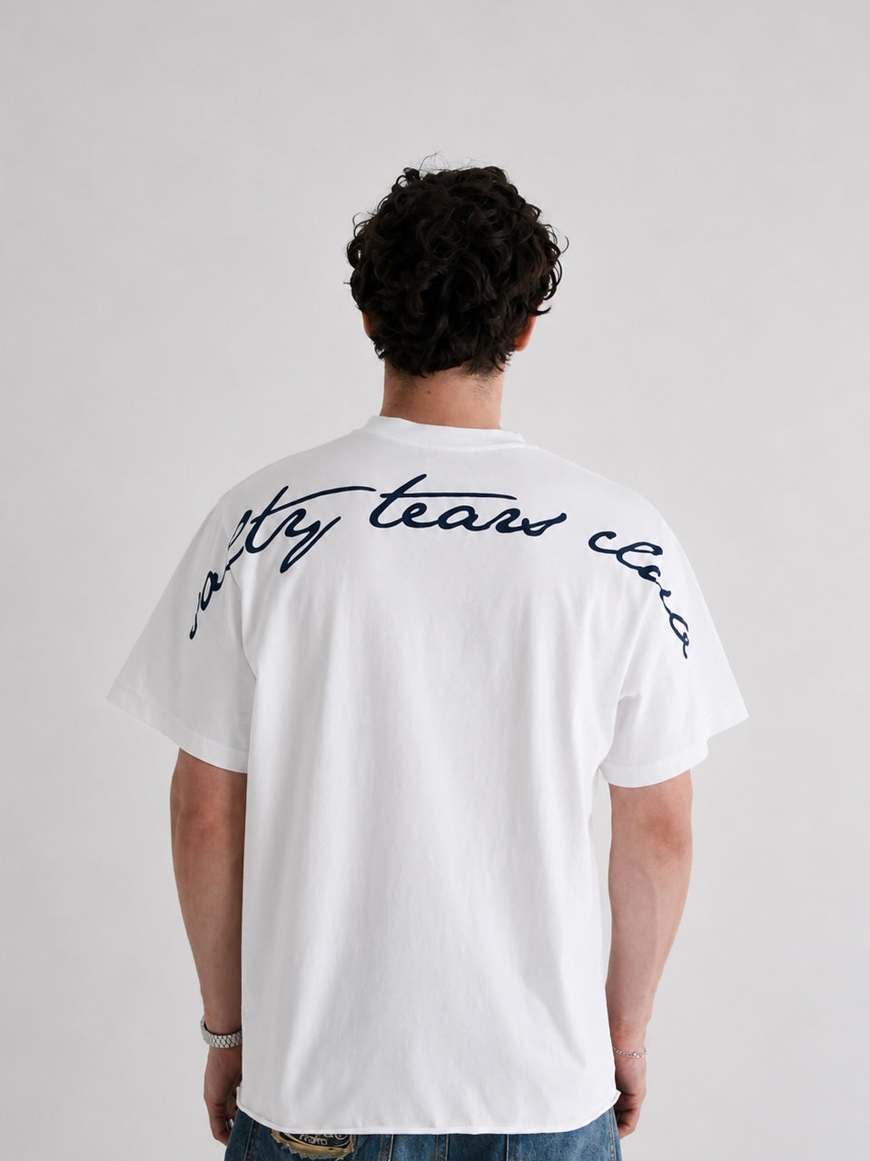 Salty Tears Club Cropped Tee White