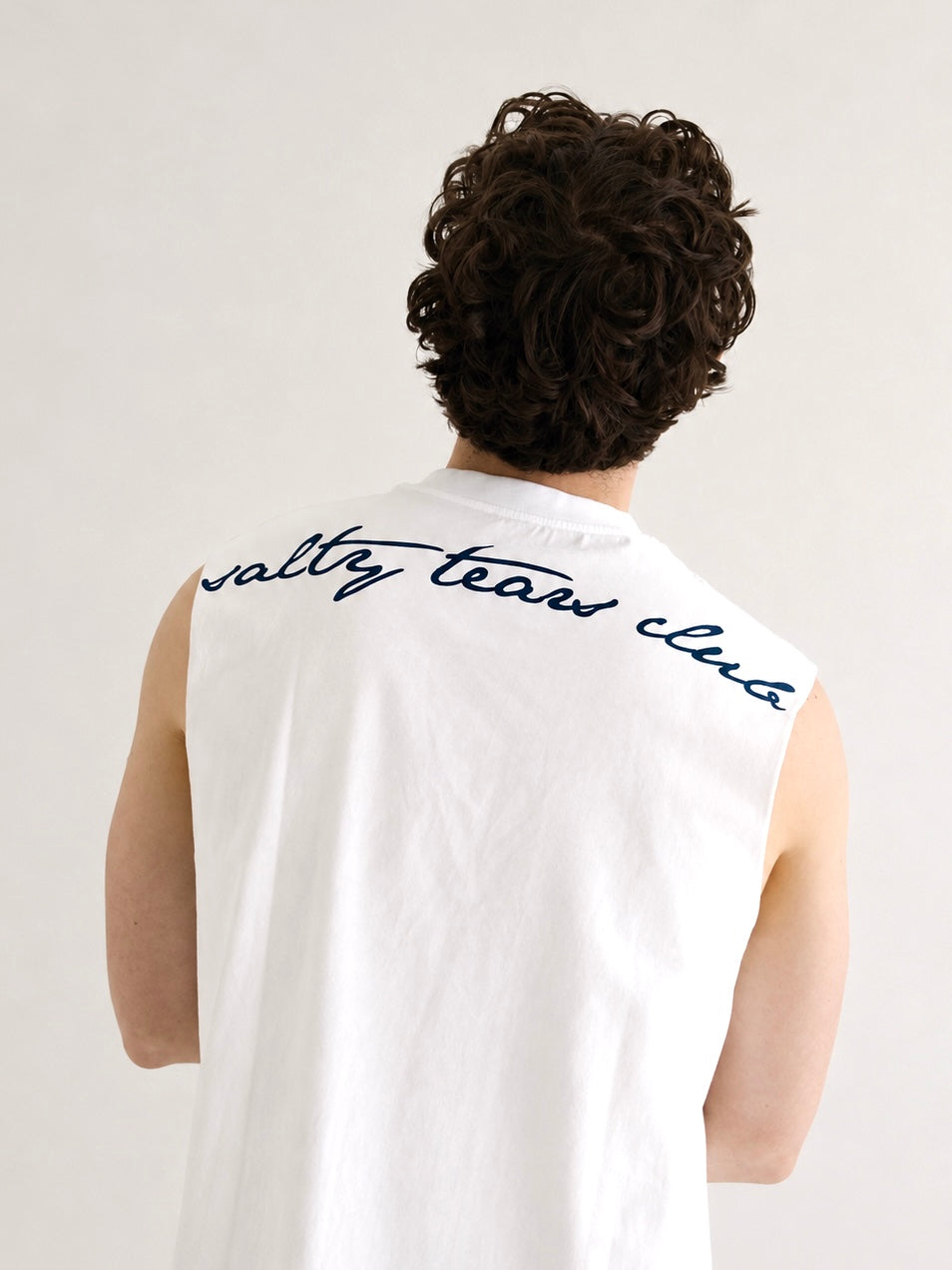 Salty Tears Club Cropped Tank White