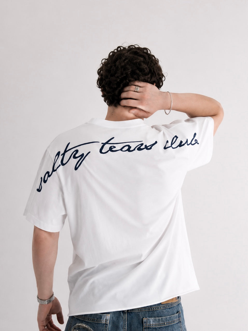 Salty Tears Club Cropped Tee White
