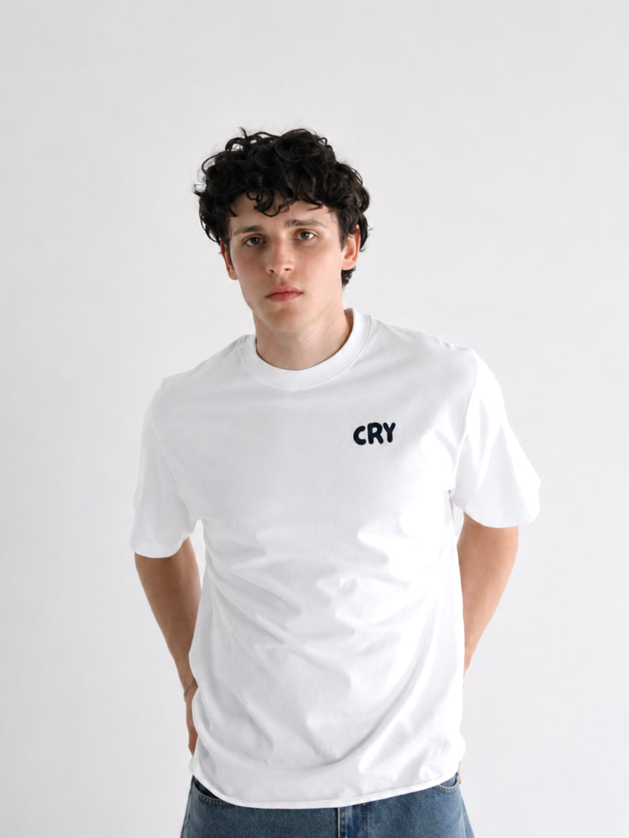 Salty Tears Club Cropped Tee White