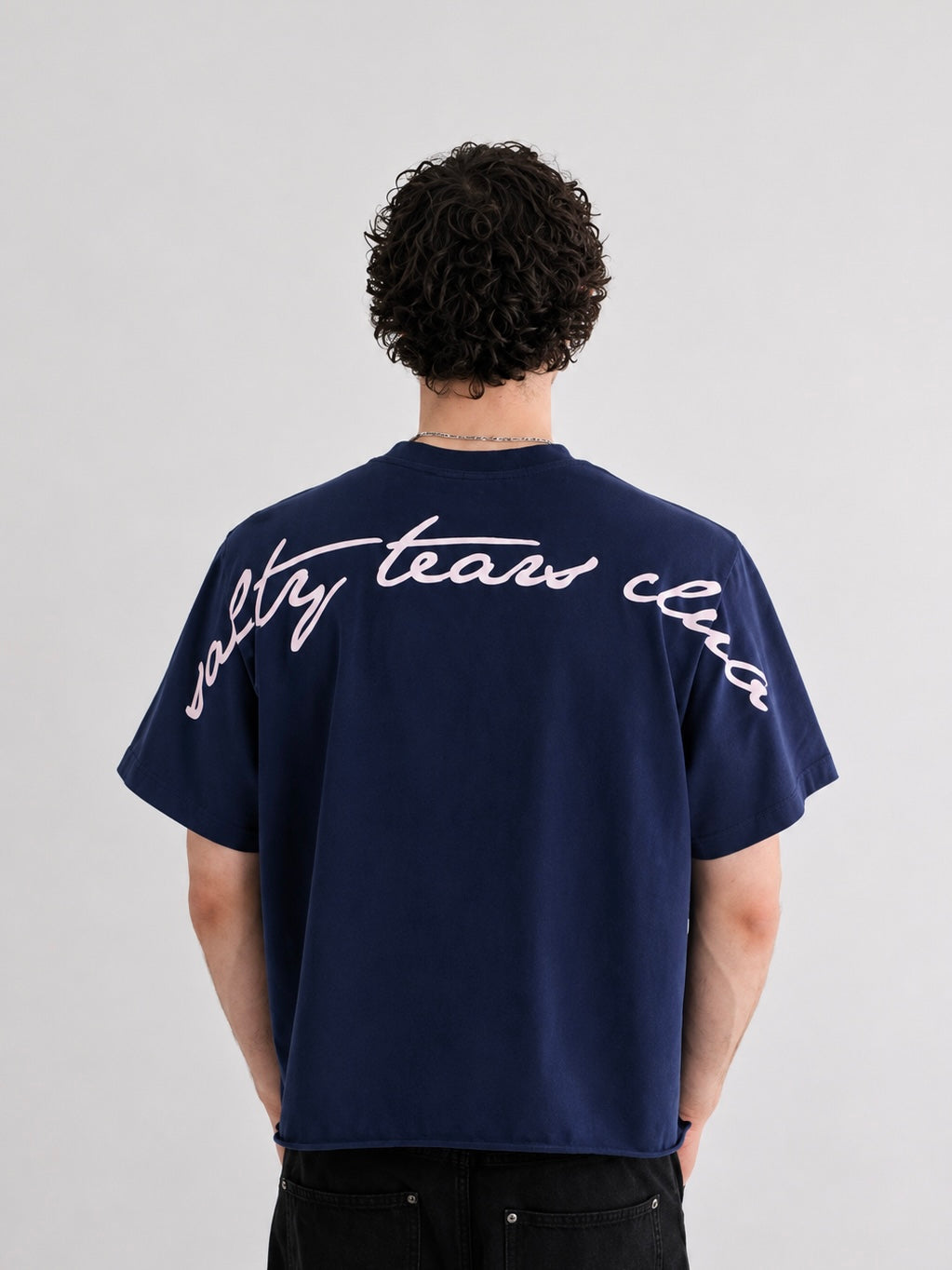Salty Tears Club Cropped Tee Navy