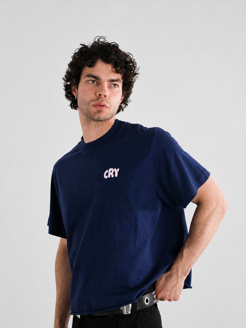 Salty Tears Club Cropped Tee Navy