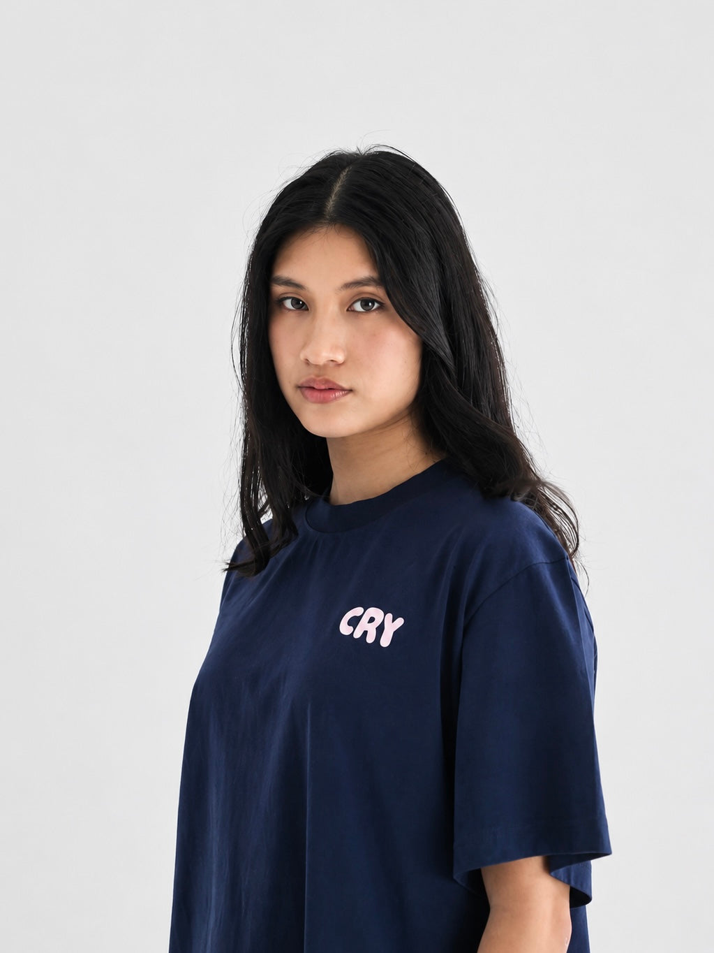 Salty Tears Club Cropped Tee Navy