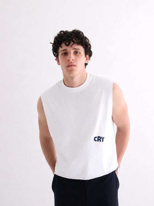 CRY Cropped Tank White